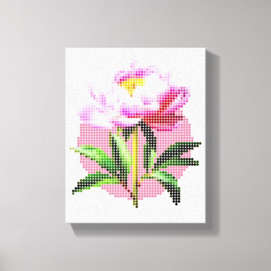 Pink Peony Dot Mosaic Flower Leinwanddruck (Vorderseite)
