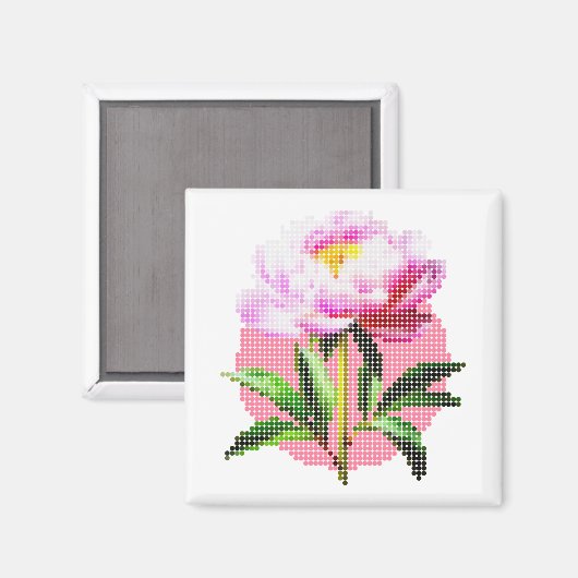 Pink Peony Dot Mosaic Flower Magnet (Vorderseite/Rückseite)