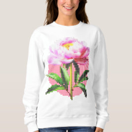 Pink Peony Dot Mosaic Flower Sweatshirt