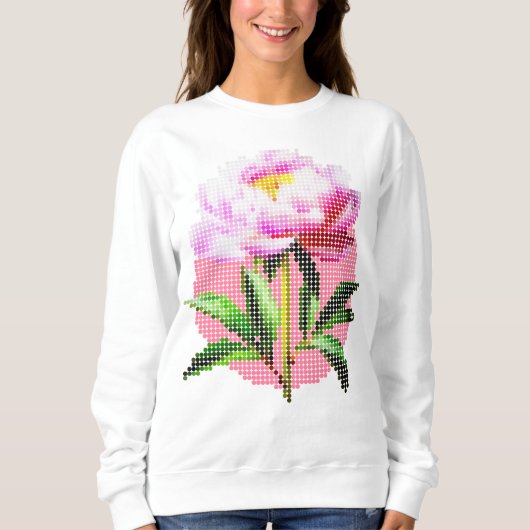 Pink Peony Dot Mosaic Flower Sweatshirt (Vorderseite)