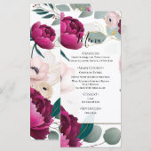 Pink Peony Eucalyptus Garden Floral Glam Menu Menükarte (Vorne/Hinten)