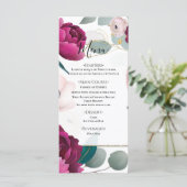 Pink Peony Eucalyptus Garden Floral Glam Menu Menükarte (Stehend Vorderseite)