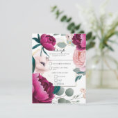 Pink Peony Eucalyptus Garden Floral Glam R.S.V.P. Einladung (Stehend Vorderseite)