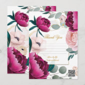 Pink Peony Eucalyptus Garden Floral Glam Wedding  Einladung (Vorne/Hinten)