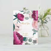 Pink Peony Eucalyptus Garden Floral Glam Wedding  Einladung (Stehend Vorderseite)