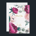 Pink Peony Eucalyptus Garden Floral Glam Wedding  Einladung<br><div class="desc">Thank You Card. Check out other items in this matching suite.</div>