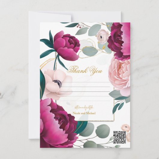 Pink Peony Eucalyptus Garden Floral Glam Wedding  Einladung (Vorderseite)