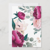 Pink Peony Eucalyptus Garden Floral Glam Wedding  Einladung (Rückseite)
