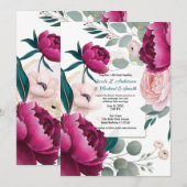 Pink Peony Eucalyptus Garden Floral Glam Wedding  Einladung (Vorne/Hinten)