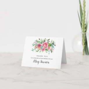 Pink Peony Floral 50. Geburtstag Foto Dankeskarte