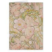 Pink Peony Floral Alphonse Mucha Note Card (Vorne)