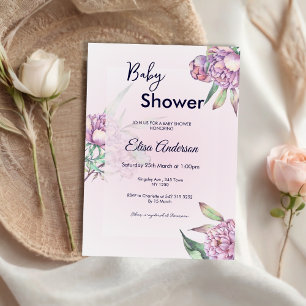 Pink Peony Floral Baby Dusche Einladung