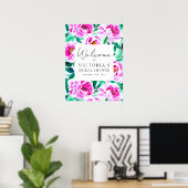 Pink Peony Floral Brautparty Begrüßungszeichen Poster (Heimbüro)