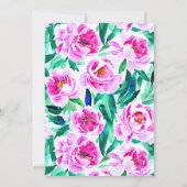 Pink Peony Floral Brautparty Einladung (Rückseite)