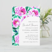 Pink Peony Floral Brautparty Einladung (Stehend Vorderseite)