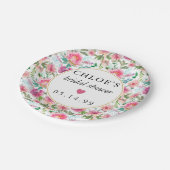 Pink Peony Floral Brautparty Pappteller (Schrägansicht)