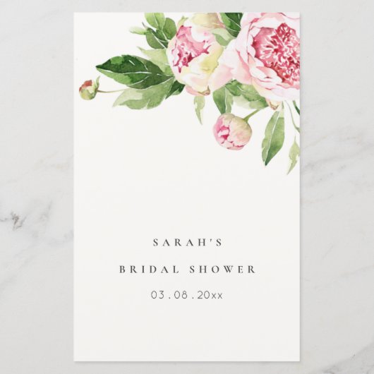 Pink Peony Floral Brautparty Ratschläge für Paare (Rückseite)