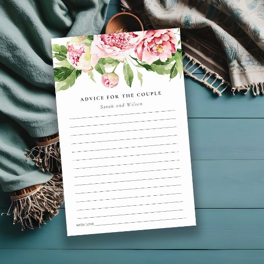 Pink Peony Floral Brautparty Ratschläge für Paare