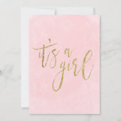 Pink Peony Floral Cake Girl Babydusche Einladung (Rückseite)