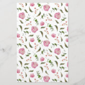 Pink Peony Floral Custom Stationery Briefpapier (Rückseite)