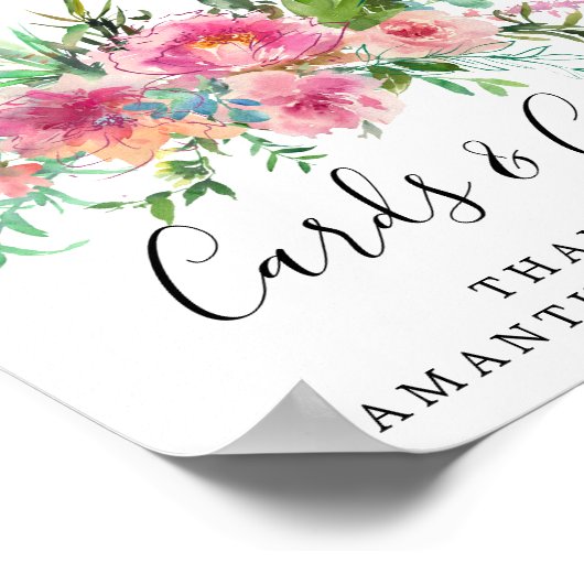 Pink Peony Floral DIY Hochzeitskarten und Geschenk Poster (Ecke)