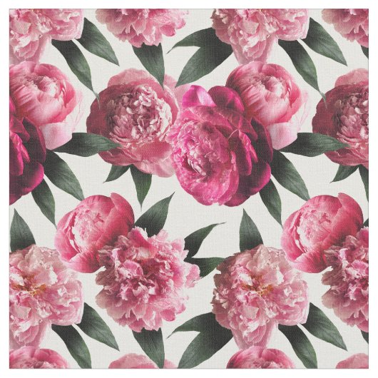 Pink Peony Floral Fabric Stoff (Nahaufnahme)