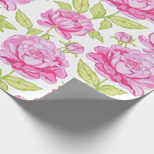 Pink Peony Floral Geschenkpapier (Ecke)