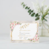 Pink Peony Floral Gold Script & Frame UAWG Einladungspostkarte (Stehend Vorderseite)