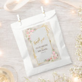 Pink Peony Floral Gold Script & Frame Wedding Geschenktütchen (Ausgeschnitten)
