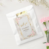 Pink Peony Floral Gold Script & Frame Wedding Geschenktütchen (Versiegelt)