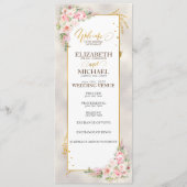 Pink Peony Floral Gold Script & Frame Wedding Programm (Vorderseite)