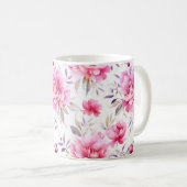 Pink Peony Floral Kaffeetasse (VorderseiteRechts)