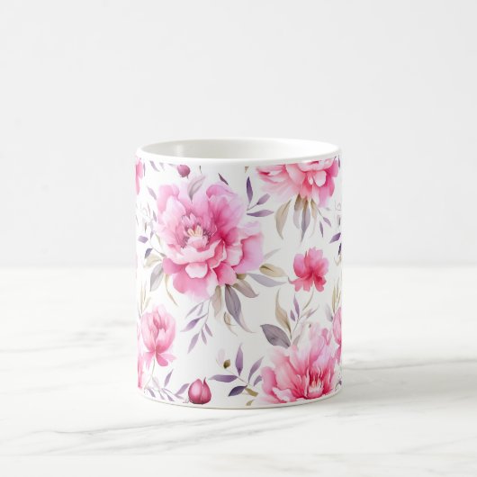 Pink Peony Floral Kaffeetasse (Mittel)