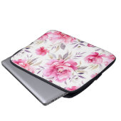 Pink Peony Floral Laptopschutzhülle (Vorne Knopf)
