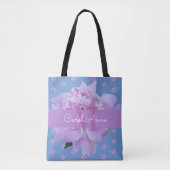 Pink Peony Floral Lila Monogram Sky Blue Tasche (Vorderseite)