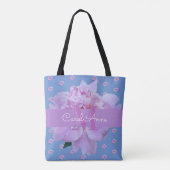 Pink Peony Floral Lila Monogram Sky Blue Tasche (Rückseite)