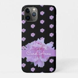 Pink Peony Floral Monogram Lila Black Case-Mate iPhone Hülle