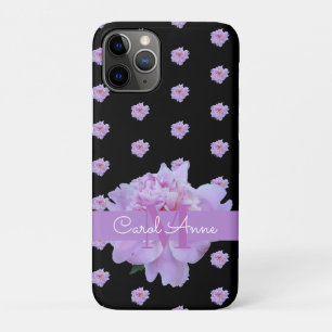 Pink Peony Floral Monogram Lila Black Case-Mate iPhone Hülle