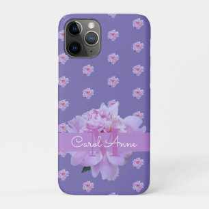 Pink Peony Floral Monogram Lila Case-Mate iPhone Hülle