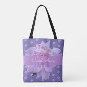 Pink Peony Floral Monogram Lila Tasche (Rückseite)