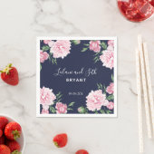 Pink Peony Floral Navy | Hochzeit von Napkins Serviette (Beispiel)