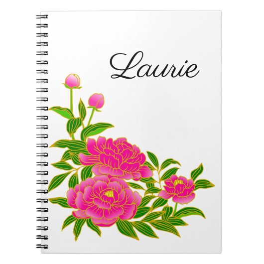 Pink Peony Floral Notizblock (Vorderseite)