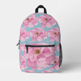 Pink Peony Floral Pattern Bedruckter Rucksack