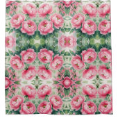Pink Peony Floral Pattern Duschvorhang (Vorderseite)