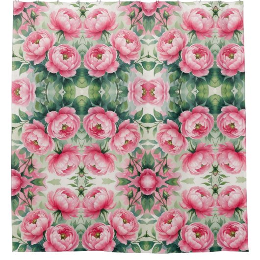 Pink Peony Floral Pattern Duschvorhang (Vorderseite)