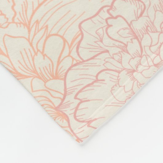 Pink Peony Floral Pattern Fleecedecke (Ecke)