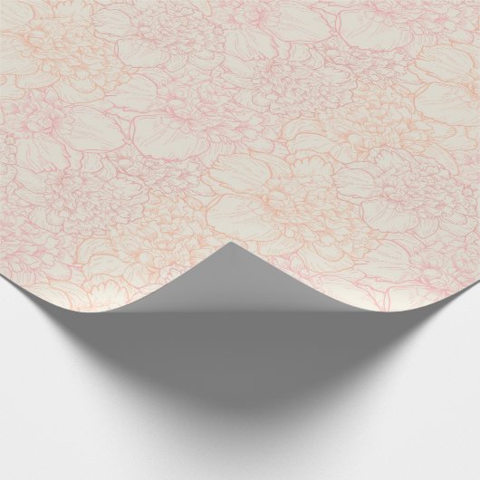 Pink Peony Floral Pattern Geschenkpapier (Ecke)