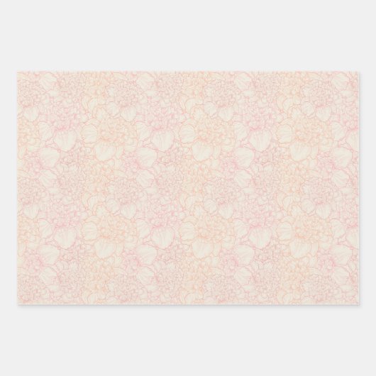 Pink Peony Floral Pattern Geschenkpapier Set (Vorderseite 3)