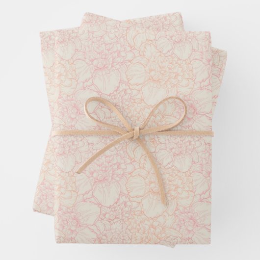 Pink Peony Floral Pattern Geschenkpapier Set (Beispiel)