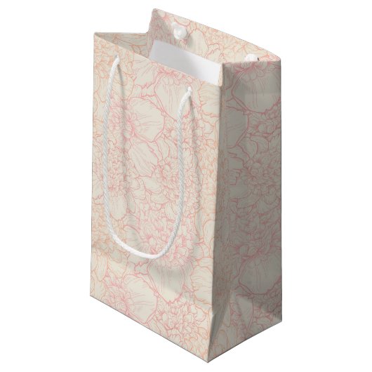 Pink Peony Floral Pattern Kleine Geschenktüte (Vorderseite Schrägansicht)